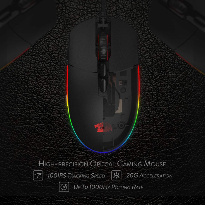 Redragon M719 Invader Wired Optical Gaming Mouse, 7 Programmable Buttons, RGB Backlit, 10,000 DPI, Ergonomic PC Computer Gaming Mice with Fire Button