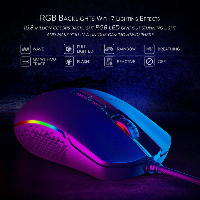Redragon M719 Invader Wired Optical Gaming Mouse, 7 Programmable Buttons, RGB Backlit, 10,000 DPI, Ergonomic PC Computer Gaming Mice with Fire Button