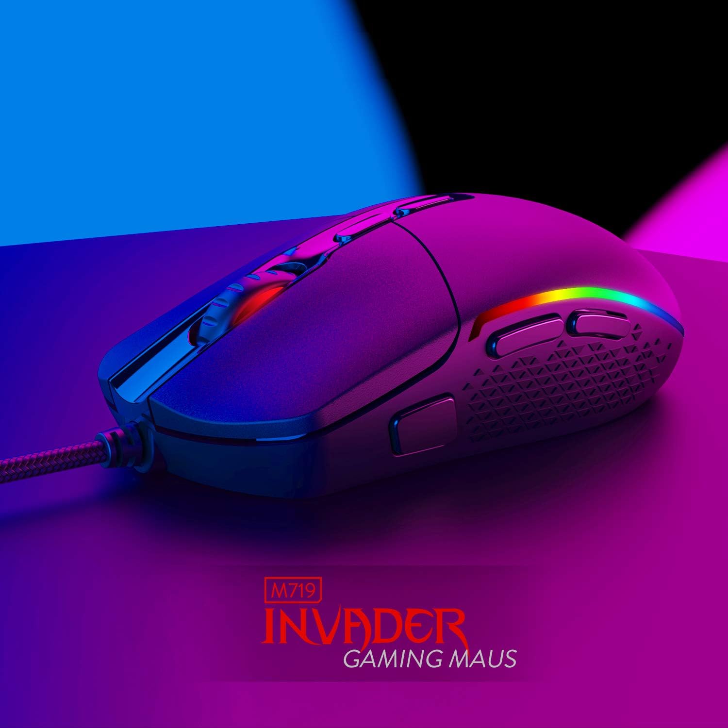 Redragon M719 Invader Wired Optical Gaming Mouse, 7 Programmable Buttons, RGB Backlit, 10,000 DPI, Ergonomic PC Computer Gaming Mice with Fire Button