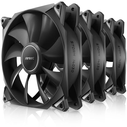 Antec 30 mm dicke Lüfter, 140 mmx30 mm Gehäuselüfter, Storm T3, PWM PC-Lüfter, 140 mm Lüfter, Premium-Hochleistungsgehäuseventilatoren, Computerlüfter mit 1500 U/min, Storm T3 Packungen