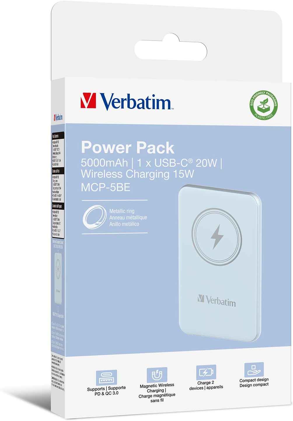 Charge 'n' Go Magnetic Wireless Power Bank 5000 Blue