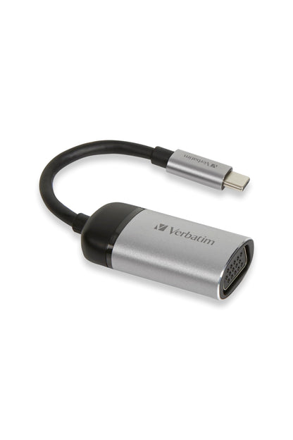 Verbatim USB-C to VGA Adapter - For Connecting USB-C Laptops and MacBooks to VGA Displays, Includes 10 cm USB-C Cable, silver