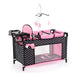 Bayer Design 62660AA Poppenbed met geïntegreerde kinderstoel, kastcompartiment, mobiel, kussen, dekbed, zwart, roze
