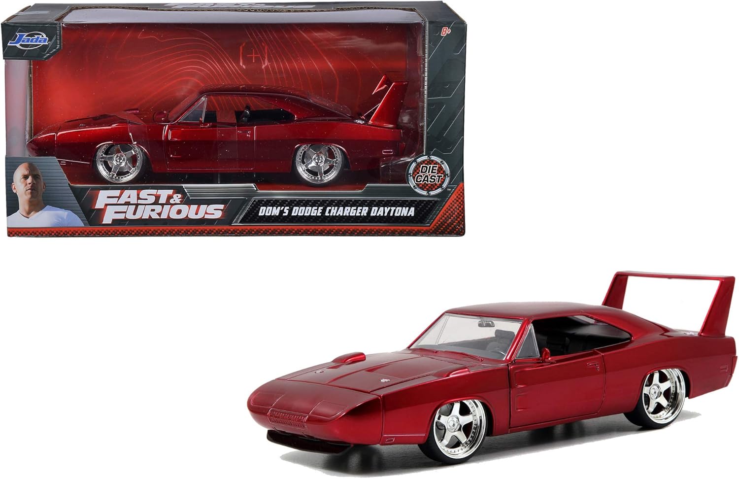 Jada 253203029 1969 Dodge Charger Fast And The Furious Diecast Replica Car, Daytona Red, standard size