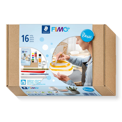 STAEDTLER 81 Set 01 FIMOair Luchtdrogende Boetseerklei - Basisset met modelleergereedschap en accessoires (set van 16 stuks, inclusief 500 g kleiblok