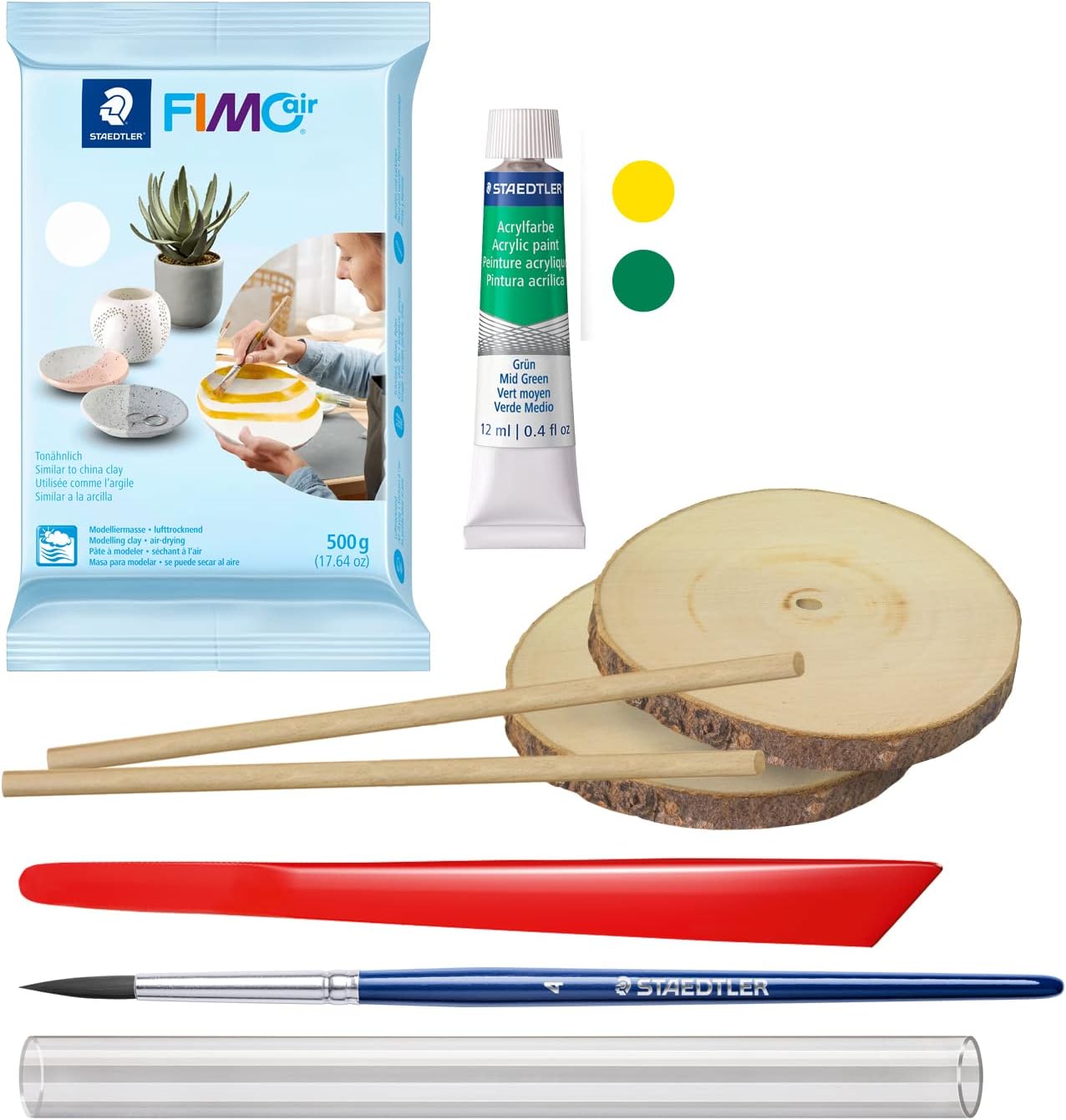 STAEDTLER 81 Set 07 FIMOair Air-Drying Modelling Clay - Christmas Decoration Craft Set with Modelling Tools and Accessories (Set of 16 Pieces, Including 500g Clay Block & Paint