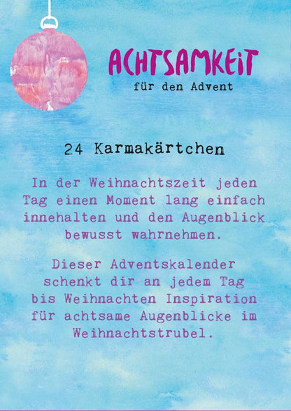 Achtsamkeit für den Advent: Adventskalender-Kartenbox mit 24 Karmakärtchen