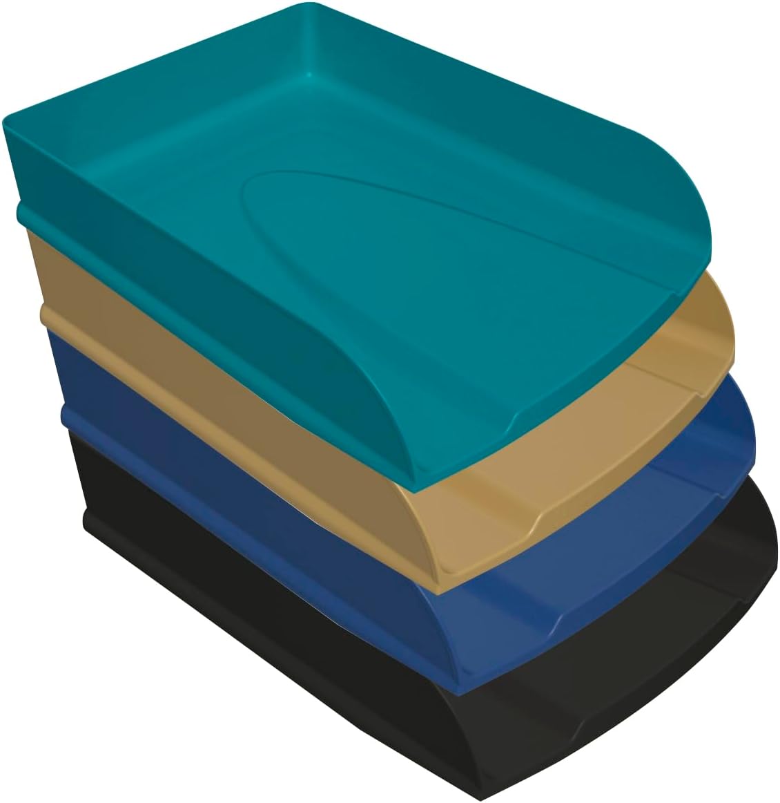 Exacompta Combo STYLI Neo Deco 111505SETD Letter Trays Recycled Plastic DIN A4+ Ideal Letter Trays for Your Organisation. Stackable Storage Baskets Blue Angel Assorted Colours