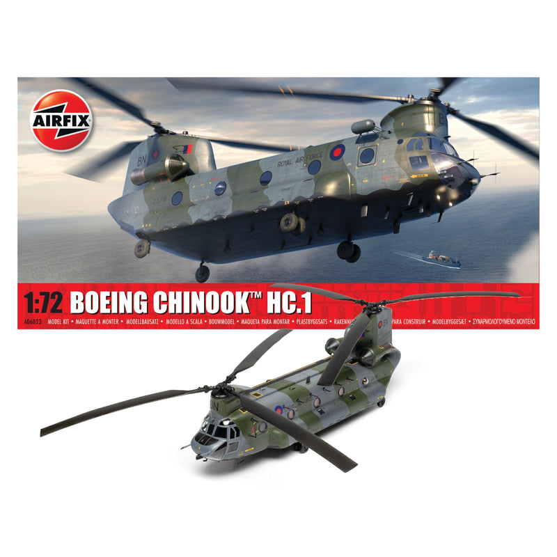 Airfix Standard Model Set - A06023 Boeing Chinook HC.1 Model Building Kit - Plastic Model Helicopter Kits for Adults & Children 8+, Set Includes Sprues and Decals - 1:72 Scale Model