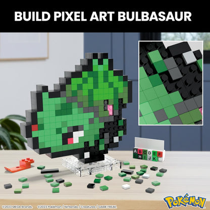 Mega Pokémon Pixel Art Bulbasaur 374 Bloques de construcción, Estilo Retro pixelado, decoración para coleccionistas, Juguete +13 años (HTH75)