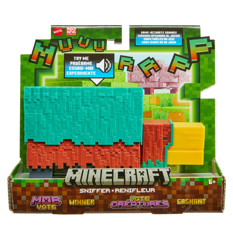 Minecraft Sniffer Action Figure with Game-Accurate Sounds, 3.25-inch Scale Collectible Toy, Pixelated Design, HXM85