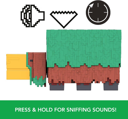 Minecraft Sniffer Action Figure with Game-Accurate Sounds, 3.25-inch Scale Collectible Toy, Pixelated Design, HXM85