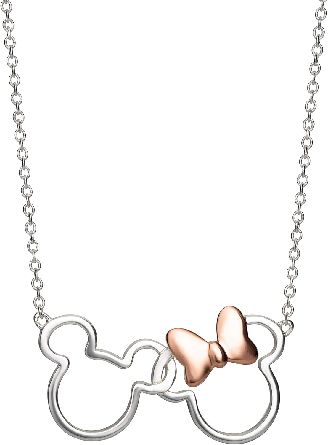 Disney Minnie And Mickey Silver & Rose gold Plated Necklace NF00287TL-18