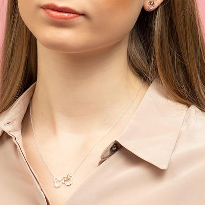 Disney Minnie And Mickey Silver & Rose gold Plated Necklace NF00287TL-18