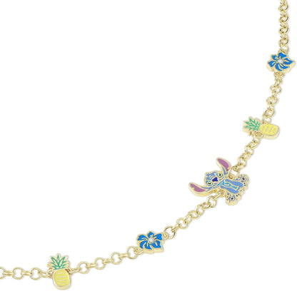 Disney Meisjes Stitch ananas & bloem vergulde armband, Eén maat, Messing, Geen edelsteen