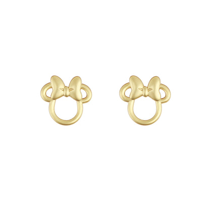 Disney Girls Minnie Mouse Gold Plated Bow Stud Earrings