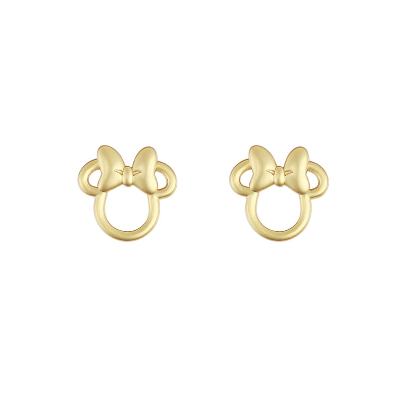 Disney Girls Minnie Mouse Gold Plated Bow Stud Earrings