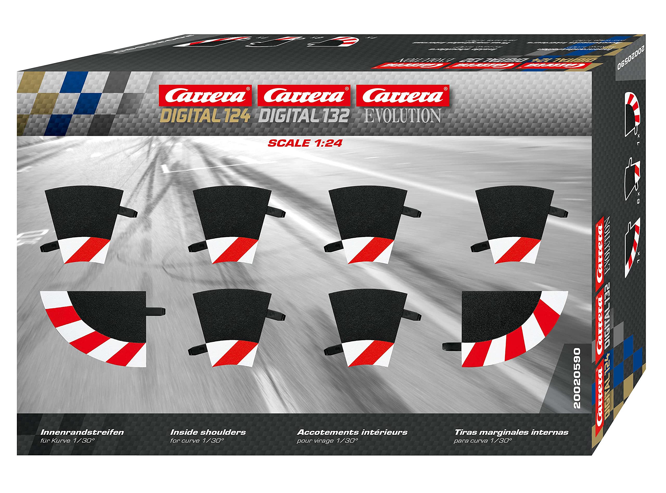Carrera- Cars, Disney, Pixar Borde Interior para Curva 1/30° (6), Piezas Finales (2), Multicolor, Talla única (20020590