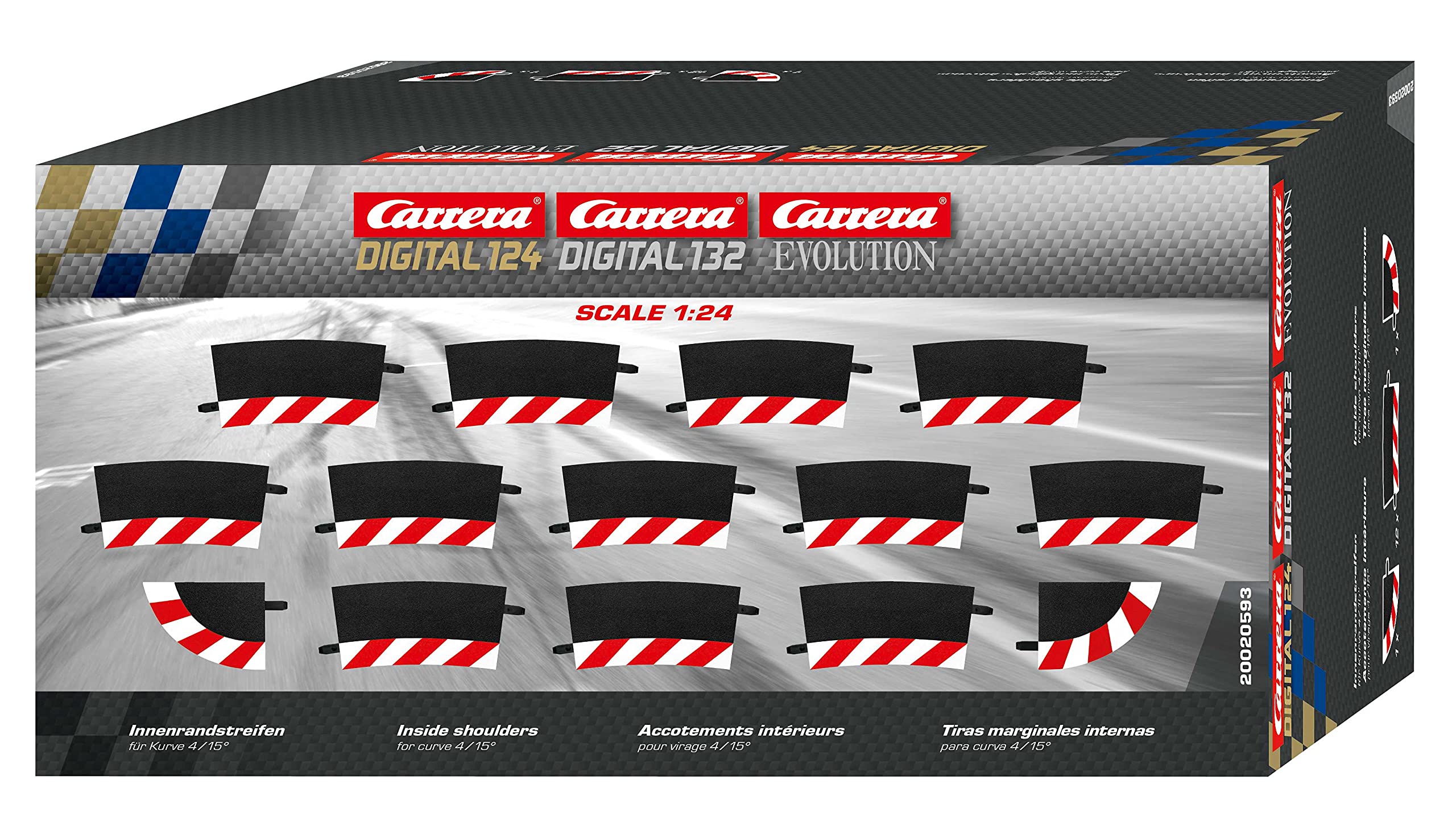 Carrera- Cars, Disney, Pixar Borde Interior para Curva 4/15° (12), Piezas Finales (2), Multicolor (20020593