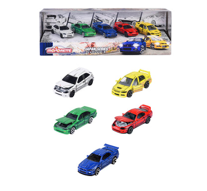 MAJORETTE Serie JAPÓN - GIFTPACK 5 Coches. Maquetas de vehiculos de Juguetes fundidos a presión con Ruedas giratorias y suspensión, tamaño de 7,5 cm, para niños a Partir de 3 años (212051031