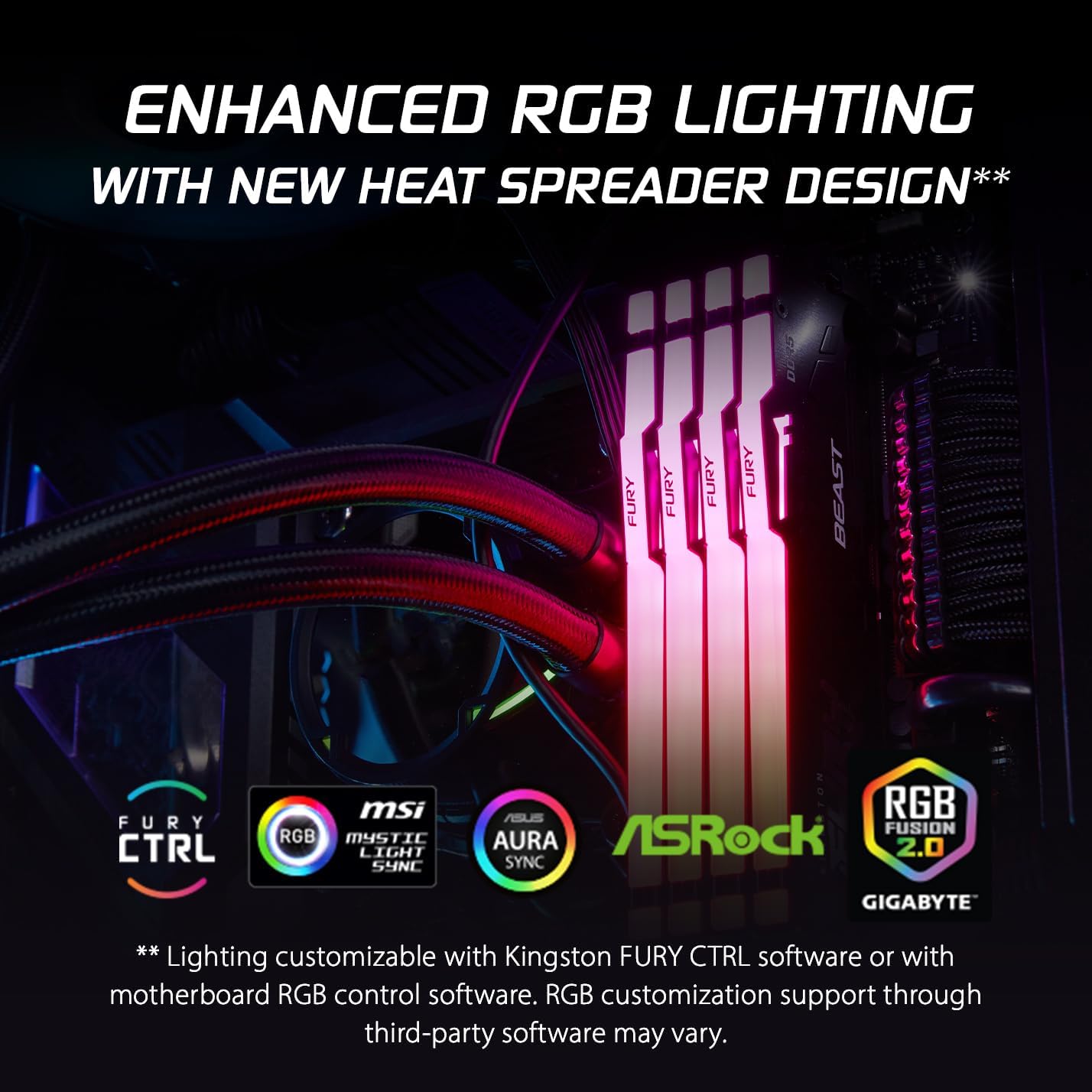 Kingston FURY Beast Black RGB EXPO 16GB 6000MT/s DDR5 CL30 DIMM Desktop Gaming Memory Single Module - KF560C30BBEA-16
