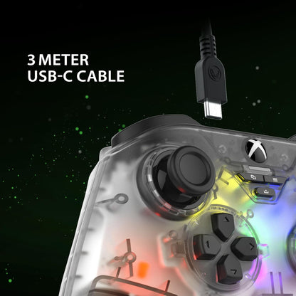 Snakebyte GAMEPAD RGB X - transparent - Officially licensed, wired Xbox Series X|S & PC Controller | precise Hall Effect sensors | audio connection | RGB lighting | 3m cable length Black