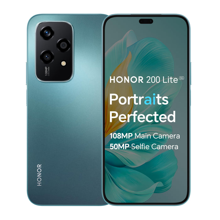 HONOR 200 Lite, Unlocked Mobile Phones, 5G Smartphone, 8GB+256GB, 6,7” Anti-Drop AMOLED Display, 108MP Triple Rear Camera, 50MP Front Camera, Dual SIM, 2 Year Manufacturer Warranty, Android 14, Cyan Honor 200 Lite Cyan