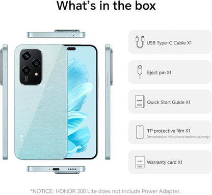 HONOR 200 Lite, Unlocked Mobile Phones, 5G Smartphone, 8GB+256GB, 6,7” Anti-Drop AMOLED Display, 108MP Triple Rear Camera, 50MP Front Camera, Dual SIM, 2 Year Manufacturer Warranty, Android 14, Cyan Honor 200 Lite Cyan
