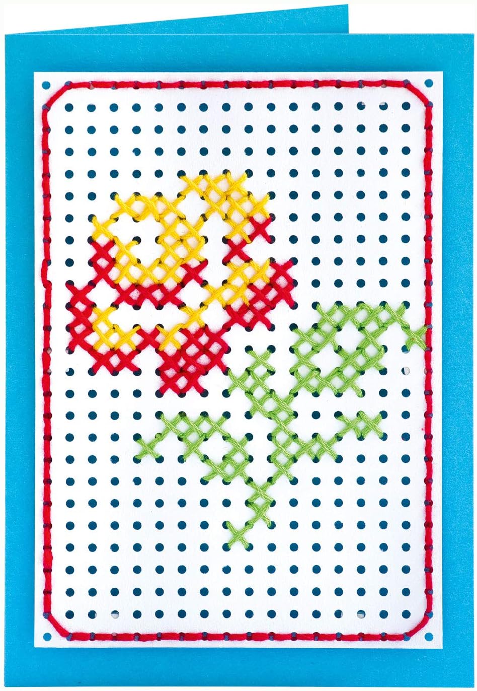folia 23419 - Stickkarton - Set, 25 Teile, mit Stickkarton, Sticknadeln, Stickgarn und Anleitung