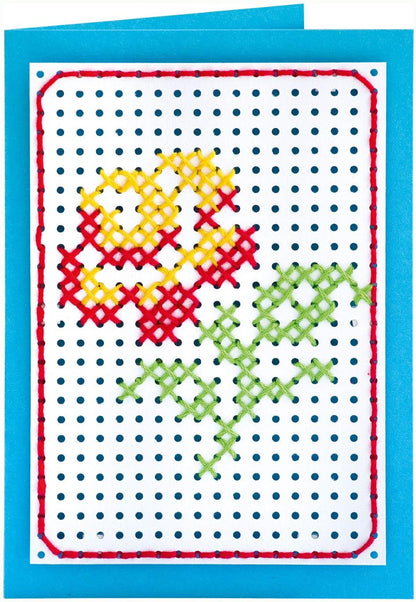 folia 23419 - Stickkarton - Set, 25 Teile, mit Stickkarton, Sticknadeln, Stickgarn und Anleitung