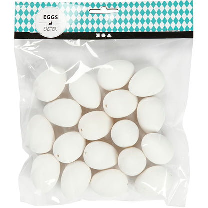 Quail Eggs, H: 4 cm, D: 2,5 cm, white, 18pcs