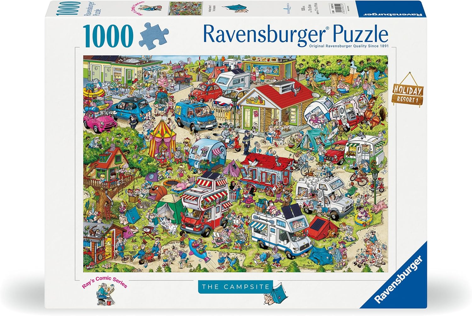 Ravensburger 12000721 - Rays Comic Series - The Campsite - 1000 pieces jigsaw puzzle – Puzzle for adults and kids age 14 years up
