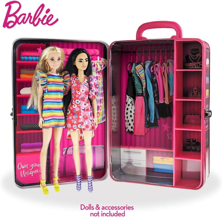 Barbie Metal Toy Storage Case Store it All - Compatible with other Dolls, for Kids Girls Ages 3 and Up