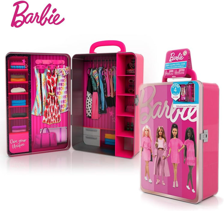 Barbie Metal Toy Storage Case Store it All - Compatible with other Dolls, for Kids Girls Ages 3 and Up