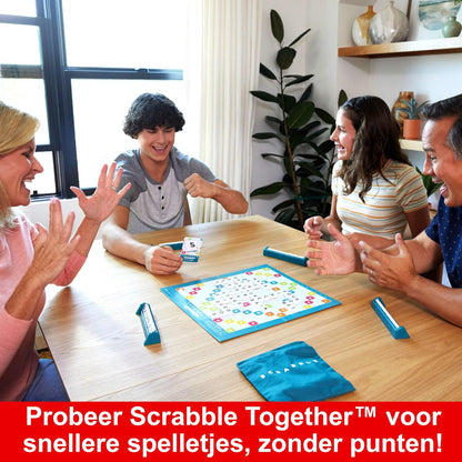 Mattel Games Scrabble bordspel, woordspel voor families met twee manieren om te spelen, bevat 50 doelkaarten met de basisprincipes van Scrabble voor 2-4 spelers, Nederlandse editie, HXW00