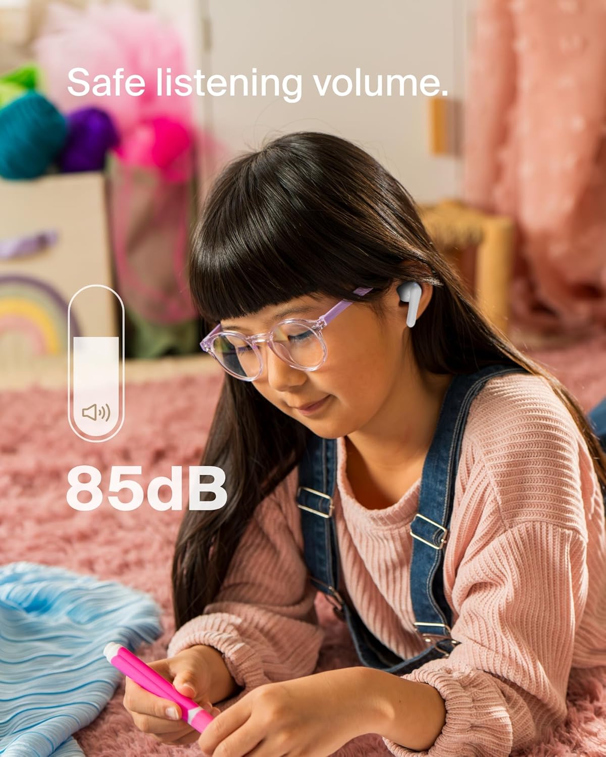 Belkin SoundForm Nano 2 Bluetooth Earbuds for Kids with Built-in Microphone, 28H Battery Life, Safe 85dB Volume, IPX5 Water Resistance - Kids Bluetooth Earbuds for iPhone,iPad,Galaxy,& More