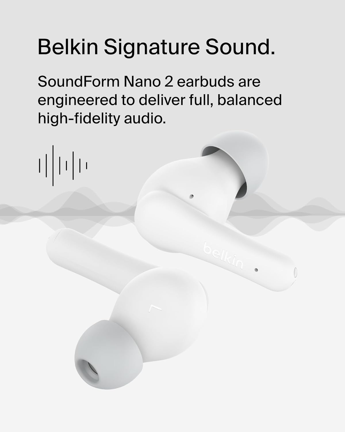 Belkin SoundForm Nano 2 Bluetooth Earbuds for Kids with Built-in Microphone, 28H Battery Life, Safe 85dB Volume, IPX5 Water Resistance - Kids Bluetooth Earbuds for iPhone,iPad,Galaxy,& More