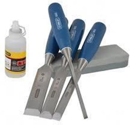 STANLEY 4 Piece Chisel Set Includes 6 12 18 25 mm High Carbon Steel Blade Chisels with Sharpening Stone and Oil 0-16-130 & STANLEY STHT0-51309 16oz Fiberglass Curved Claw Hammer, 450g