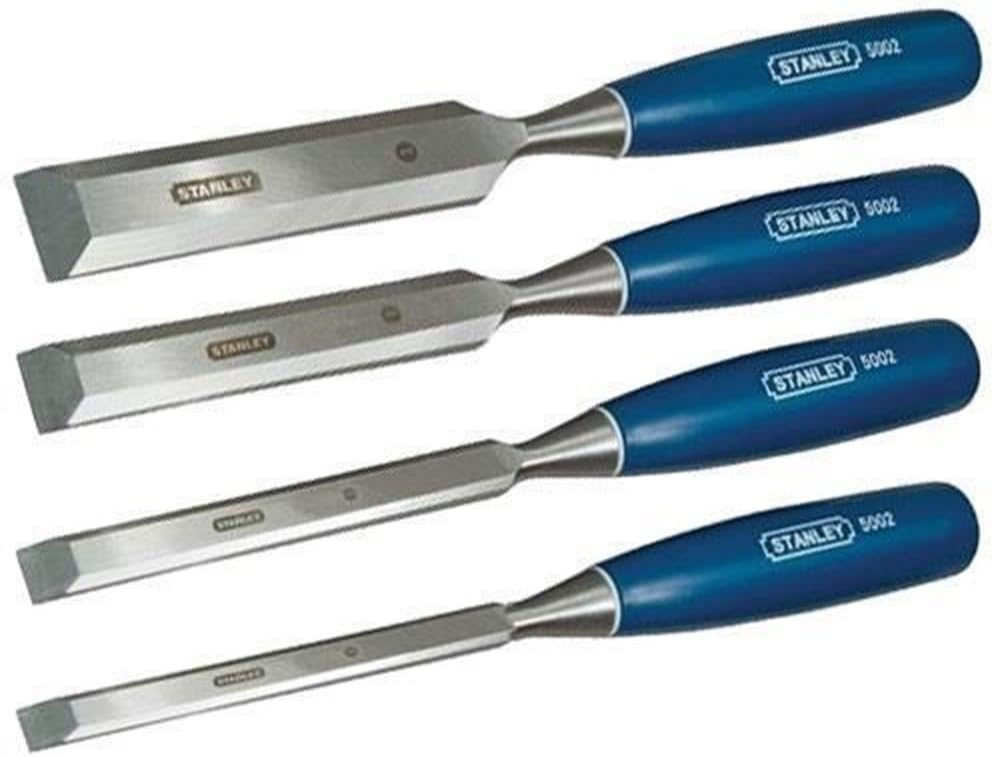 STANLEY 4 Piece Chisel Set Includes 6 12 18 25 mm High Carbon Steel Blade Chisels with Sharpening Stone and Oil 0-16-130 & STANLEY STHT0-51309 16oz Fiberglass Curved Claw Hammer, 450g