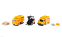 siku 6335, DHL Logistics Gift Set with Truck, Forklift, Parcel Delivery Van, Pallets and Packages, Metal,Plastic, Yellow, Moving Parts