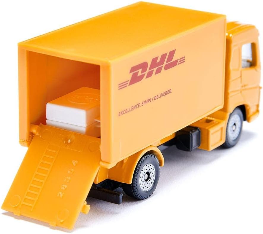 siku 6335, DHL Logistics Gift Set with Truck, Forklift, Parcel Delivery Van, Pallets and Packages, Metal,Plastic, Yellow, Moving Parts