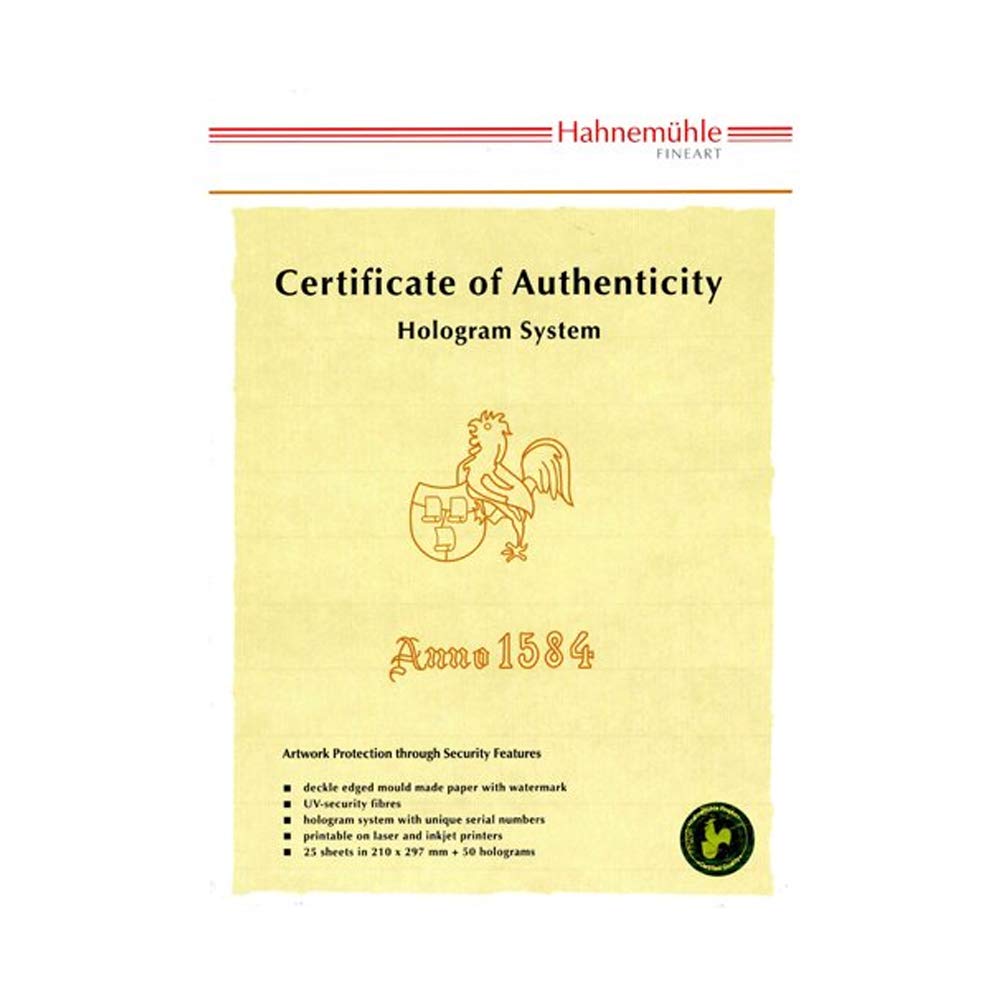 Hahnemühle 10640397 Digital FineArt Cerificate of Authenticity with 50 Holograms in a Box, A4, 25 Sheets, 210 x 297 mm