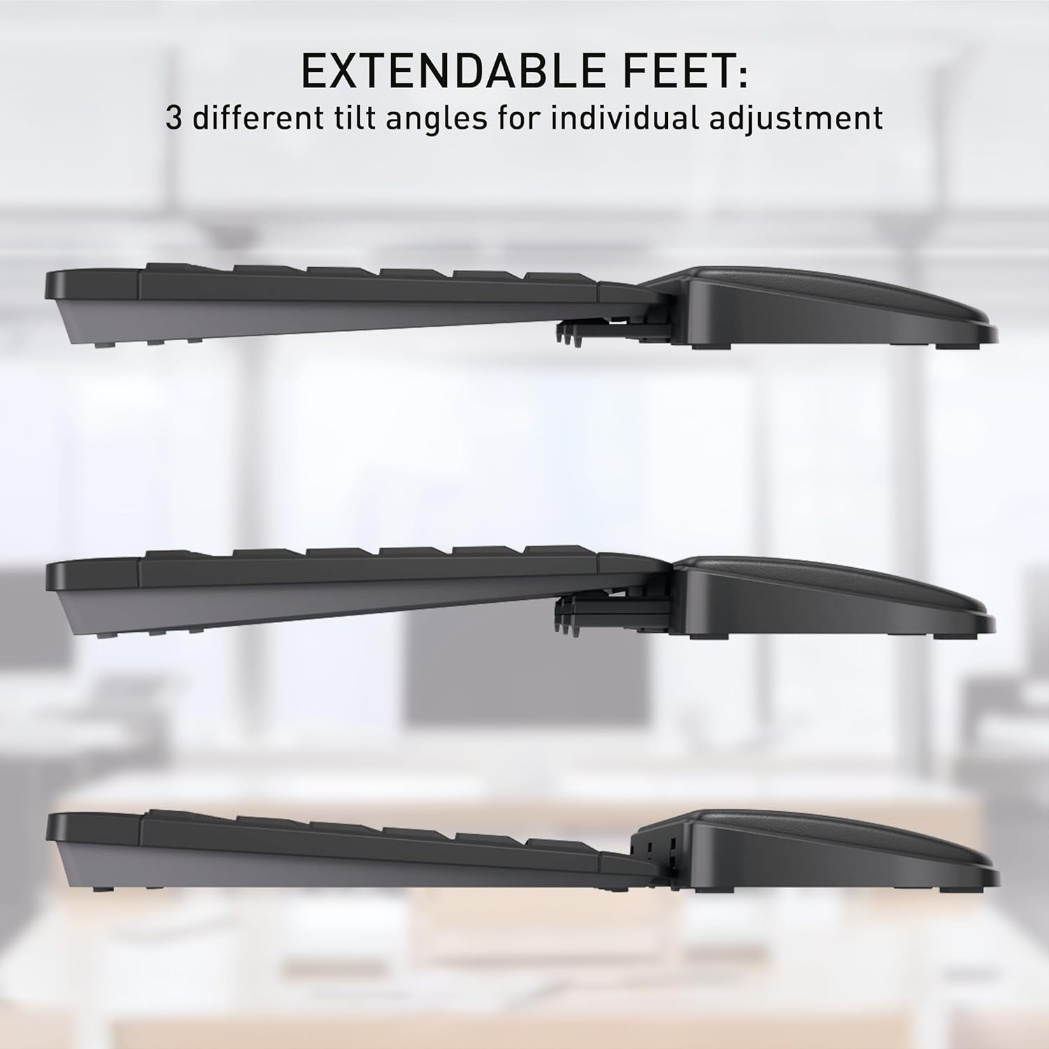 CHERRY PALMREST Ergo, Ergonomic Palm Rest, Compatible with Any Keyboard, extendable feet, 3 Different tilt Angles, Extra Wide, Black
