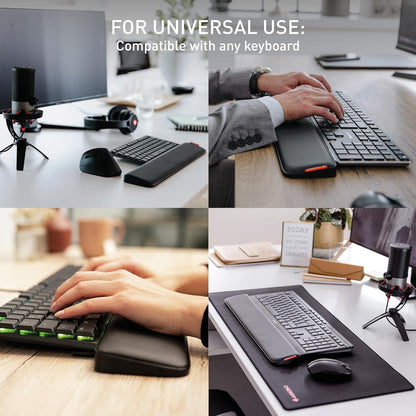 CHERRY PALMREST Ergo, Ergonomic Palm Rest, Compatible with Any Keyboard, extendable feet, 3 Different tilt Angles, Extra Wide, Black