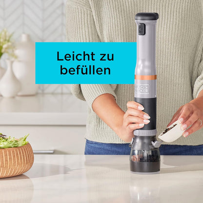 Black+Decker Kitchen Wand Spice Mill Attachment BCKM101SPFF (Can be Used with the Kitchen Wall Multifunctional Device, for Grinding Salt, Pepper, Dried Herbs & Spice Mixtures