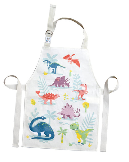 ThreadBear Design - Easy Wipe Clean Apron for Kids - Messy Play Time Great for Home School Art Activities - Age 3+ Dinosaur Friends Apron