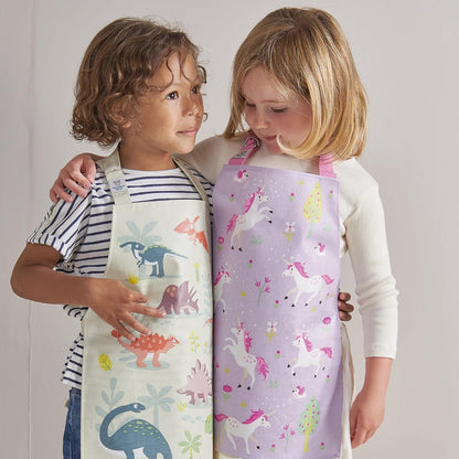 ThreadBear Design - Easy Wipe Clean Apron for Kids - Messy Play Time Great for Home School Art Activities - Age 3+ Dinosaur Friends Apron