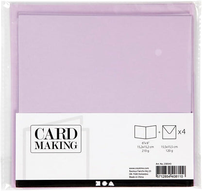 4 Lilac 6x6 Cards & Envelopes for Card Making Crafts | Card Making Blanks