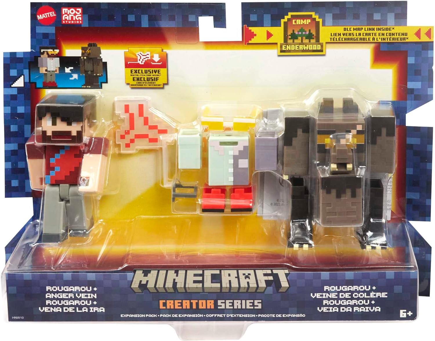 Mattel Minecraft Creator Series Rugarou y Vena de la ira Pack 2 figuras de acción con accesorios, juguete +6 años (HNW10
