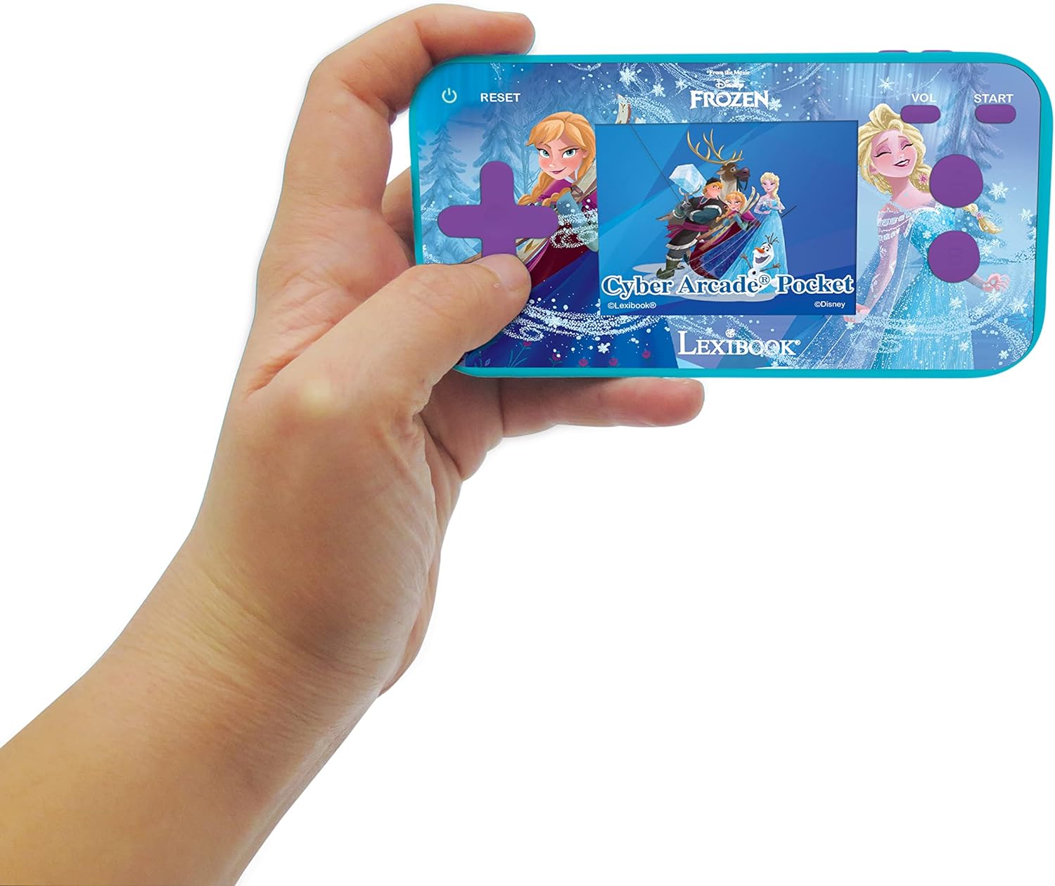 Lexibook Frozen Arcade Pocket Portable Gaming Console, 150 Games, LCD, Battery Operated, Purple / Blue, JL1895FZ